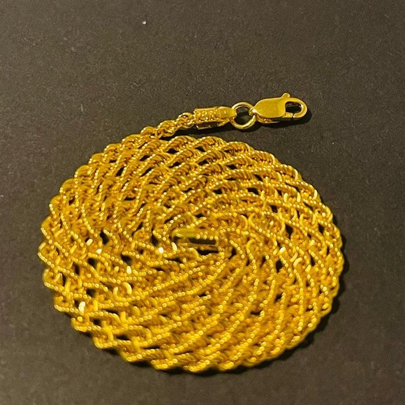 14K Solid Gold Rope Chain Necklace,24 inches 2.5mm - Picture 4 of 17
